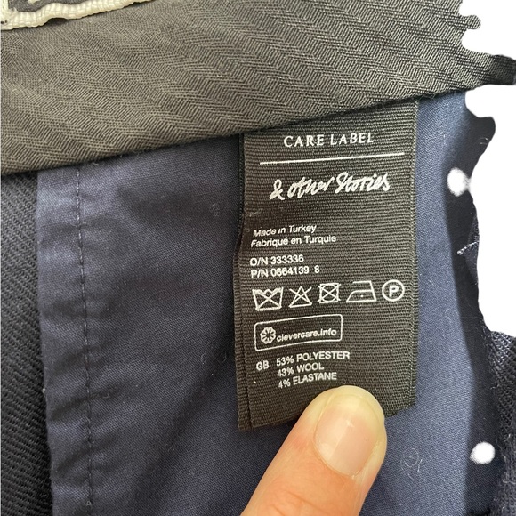 & Other Stories | Wide Racer Stripe Trousers in Navy 8 - Picture 7 of 8